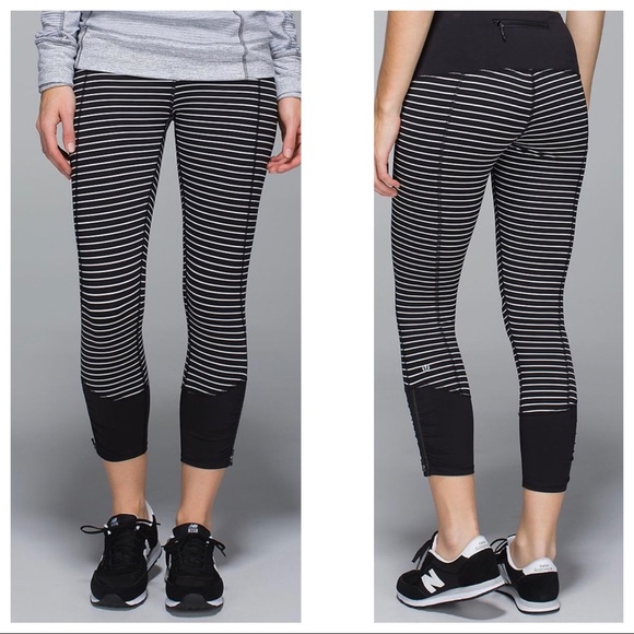 Lululemon Runday Parallel Stripe Black Crop pant 2 run day - Picture 7 of 8